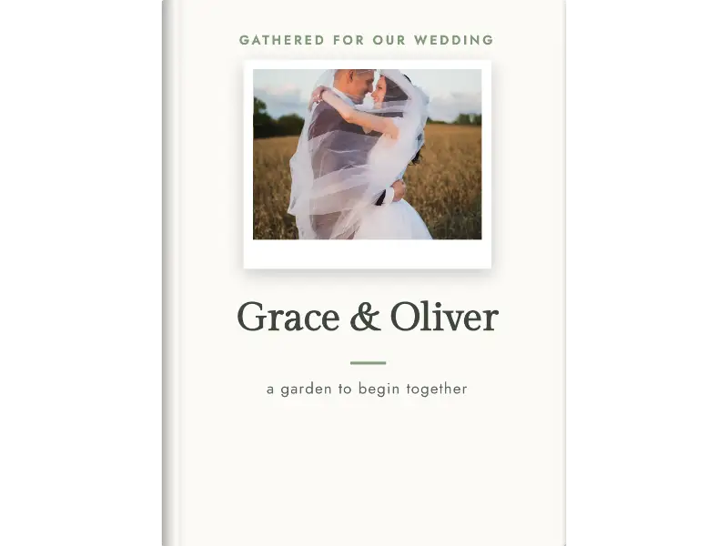 botanical cover design for a personalised wedding cookbook