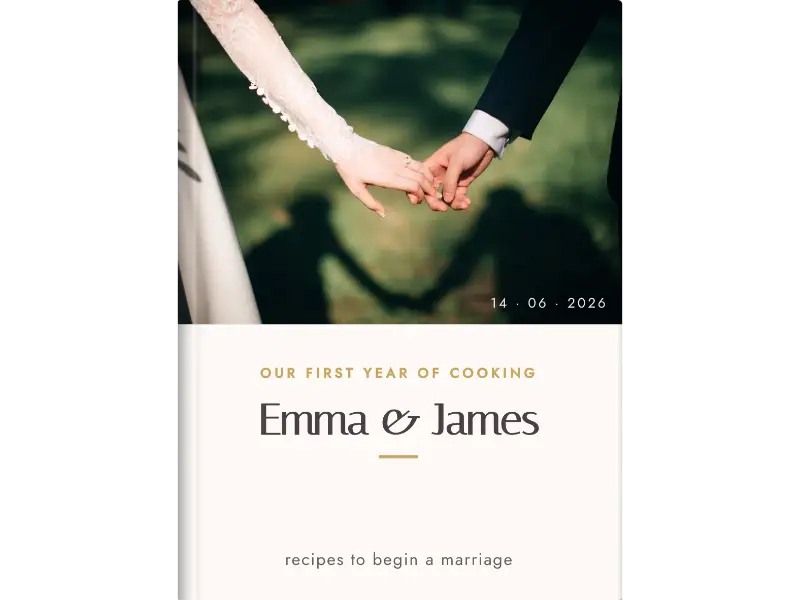 patisserie cover design for a personalised wedding cookbook