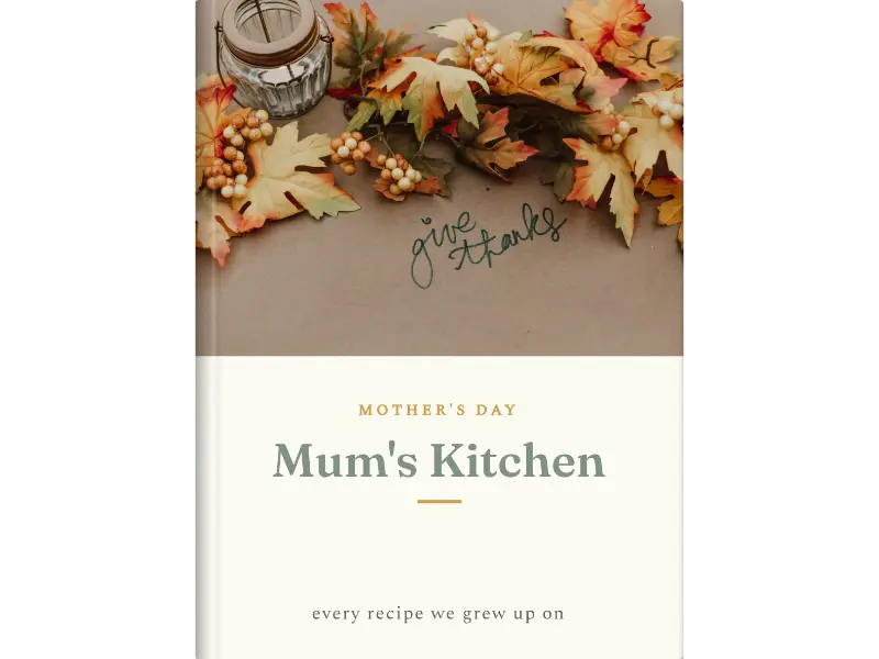 heirloom cover design for a personalised Mother's Day cookbook