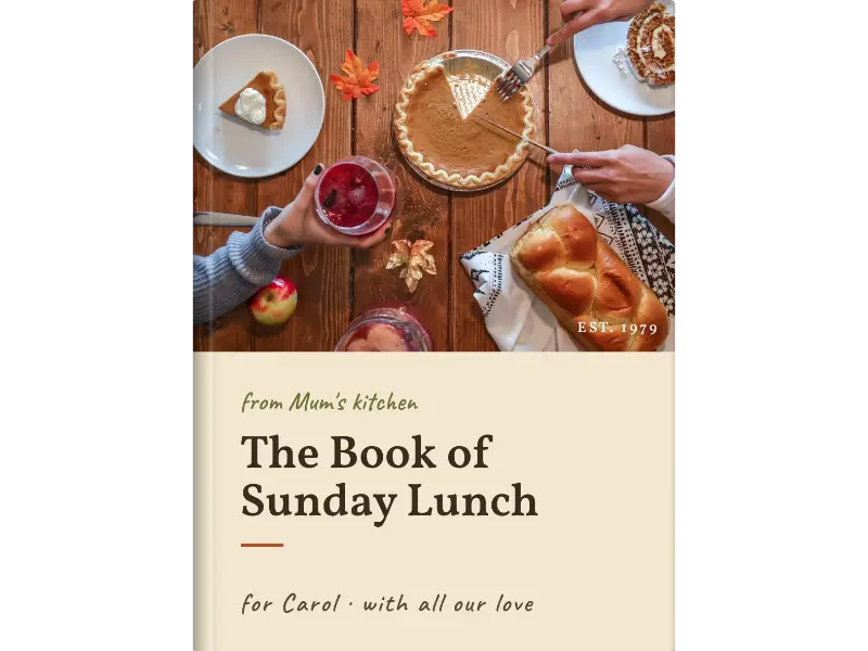 farmhouse cover design for a personalised Mother's Day cookbook