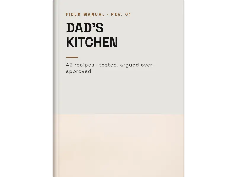 workshop cover design for a personalised Father's Day cookbook