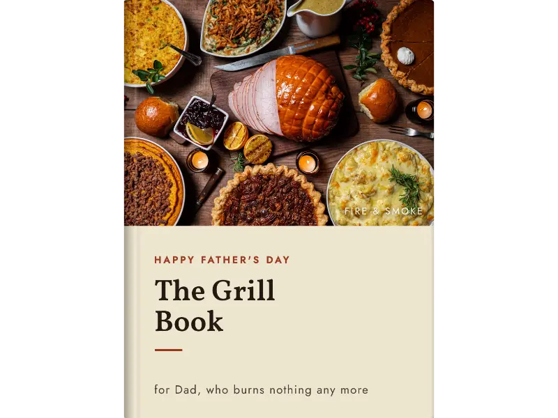 smoke cover design for a personalised Father's Day cookbook