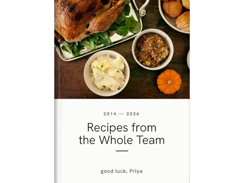 nordic cover design for a personalised leaving gift cookbook