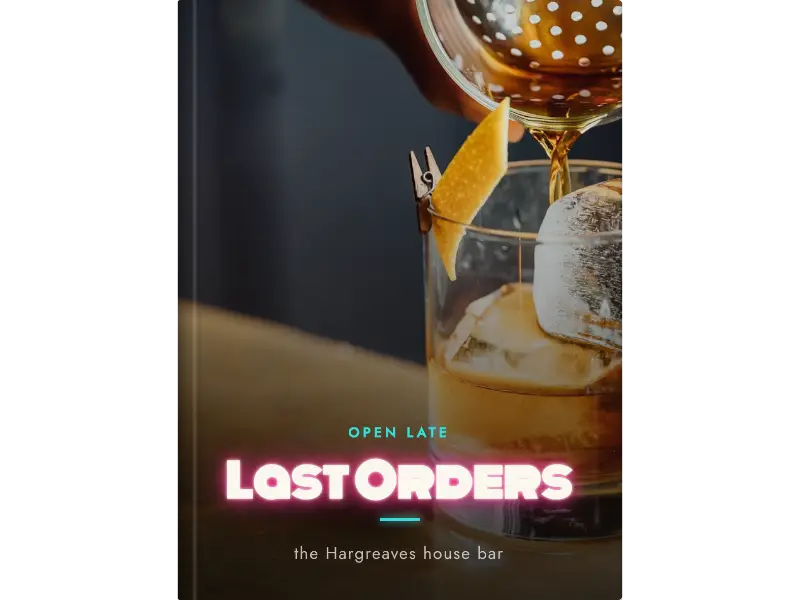 neon cover design for a personalised cocktail book