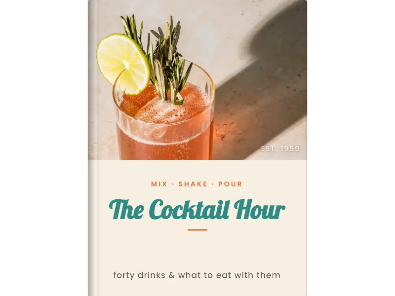mid century cover design for a personalised cocktail book