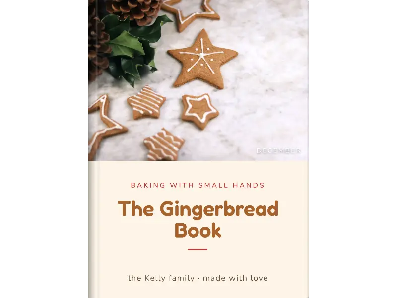 gingerbread cover design for a personalised Christmas cookbook