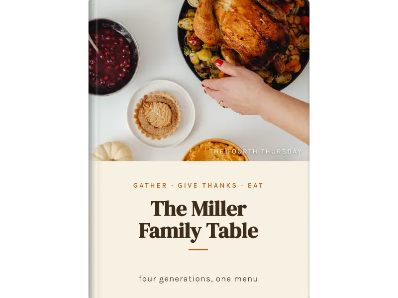 harvest cover design for a personalised Thanksgiving cookbook