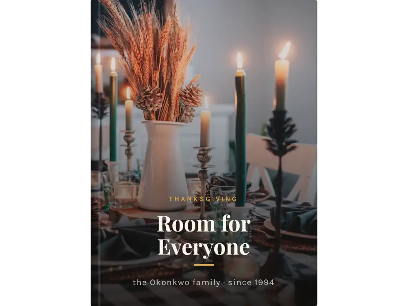 hearth cover design for a personalised Thanksgiving cookbook