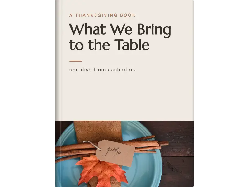 stoneware cover design for a personalised Thanksgiving cookbook